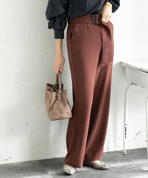 URBAN RESEARCH ROSSO（アーバンリサーチロッソ）の「ベルト付きセミワイドパンツ∴（その他パンツ・レディース・ブラウン/ブラック・36/38）」の5枚目の写真