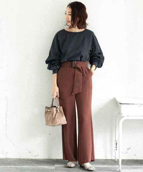 URBAN RESEARCH ROSSO（アーバンリサーチロッソ）の「ベルト付きセミワイドパンツ∴（その他パンツ・レディース・ブラウン/ブラック・36/38）」の7枚目の写真