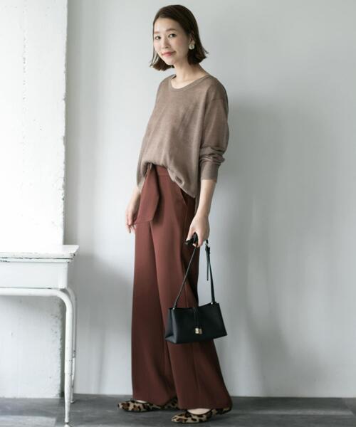 URBAN RESEARCH ROSSO（アーバンリサーチロッソ）の「ベルト付きセミワイドパンツ∴（その他パンツ・レディース・ブラウン/ブラック・36/38）」の9枚目の写真