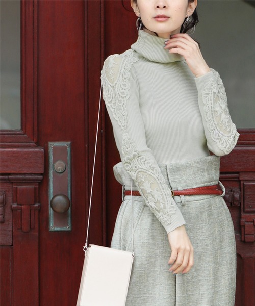 cawaii（カワイイ）の「美しく透ける肩レースのタートルネックニットトップス（ニット/セーター・レディース・ホワイト/ライトグレー/ブラック/ネイビー/ブラウン/グレー/ワインレッド/モカ/ベージュ系その他/ブルー系その他・M/XL/3L）」の19枚目の写真