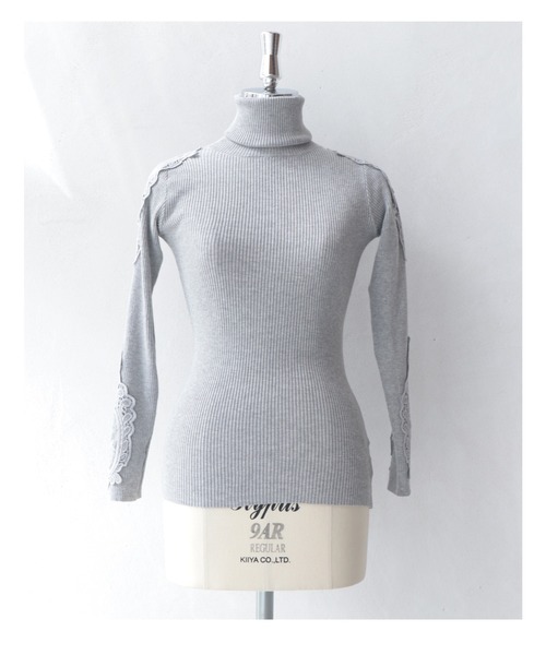 cawaii（カワイイ）の「美しく透ける肩レースのタートルネックニットトップス（ニット/セーター・レディース・ホワイト/ライトグレー/ブラック/ネイビー/ブラウン/グレー/ワインレッド/モカ/ベージュ系その他/ブルー系その他・M/XL/3L）」の17枚目の写真