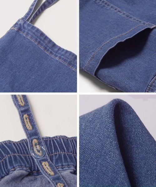 coca（coca）（コカ）の「ウエストリボンストレッチデニムサロペット（サロペット/オーバーオール・レディース・ブルー・ONE SIZE）」の3枚目の写真