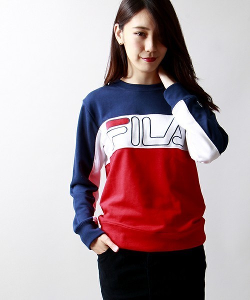 FILA（フィラ）の「∴WEGO/FILAバイカラースウェット（スウェット・メンズ・ネイビー/レッド・LARGE/MEDIUM）」の2枚目の写真