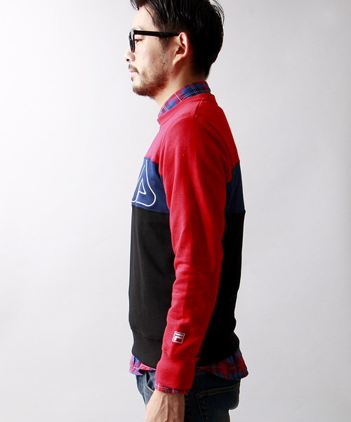 FILA（フィラ）の「∴WEGO/FILAバイカラースウェット（スウェット・メンズ・ネイビー/レッド・LARGE/MEDIUM）」の4枚目の写真
