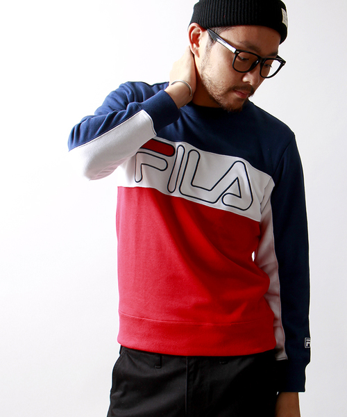 FILA（フィラ）の「∴WEGO/FILAバイカラースウェット（スウェット・メンズ・ネイビー/レッド・LARGE/MEDIUM）」の10枚目の写真
