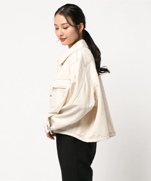 cepo（セポ）の「ステッチ　ワークジャケット（デニムジャケット・レディース・オフホワイト/ワンウォッシュ・M）」の4枚目の写真