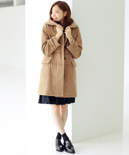 Another Edition（アナザーエディション）の「ヘリンボーンロングダッフル/AE HRBN LONG DFL◆（ダッフルコート・レディース・オフホワイト/ブラック/ベージュ・SMALL/MEDIUM）」の5枚目の写真