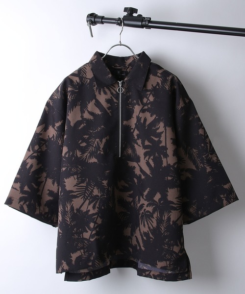 ZIP FIVE(ジップファイブ)の「【ZIP FIVE】ポリシャンブレー半袖ハーフジップ(シャツ/ブラウス・メンズ・ネイビー/ダークブラウン/ブラック系/ライトグレー/ワイン系/ブルー/カーキ/ブラック/ネイビー系/ベージュ/ベージュ系1/ベージュ系/チャコール/ダークグリーン/キャメル/ブラック系1/グレー系・LARGE/X-LARGE/MEDIUM)」の7枚目の写真