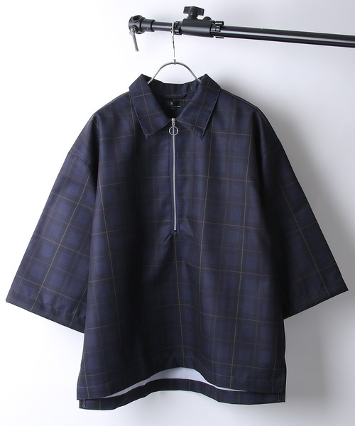 ZIP FIVE(ジップファイブ)の「【ZIP FIVE】ポリシャンブレー半袖ハーフジップ(シャツ/ブラウス・メンズ・ネイビー/ダークブラウン/ブラック系/ライトグレー/ワイン系/ブルー/カーキ/ブラック/ネイビー系/ベージュ/ベージュ系1/ベージュ系/チャコール/ダークグリーン/キャメル/ブラック系1/グレー系・LARGE/X-LARGE/MEDIUM)」の15枚目の写真