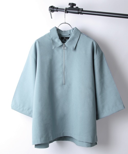 ZIP FIVE(ジップファイブ)の「【ZIP FIVE】ポリシャンブレー半袖ハーフジップ(シャツ/ブラウス・メンズ・ネイビー/ダークブラウン/ブラック系/ライトグレー/ワイン系/ブルー/カーキ/ブラック/ネイビー系/ベージュ/ベージュ系1/ベージュ系/チャコール/ダークグリーン/キャメル/ブラック系1/グレー系・LARGE/X-LARGE/MEDIUM)」の14枚目の写真