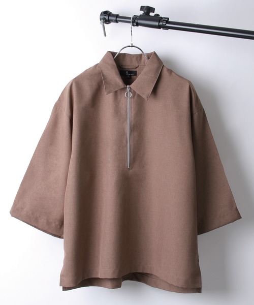 ZIP FIVE(ジップファイブ)の「【ZIP FIVE】ポリシャンブレー半袖ハーフジップ(シャツ/ブラウス・メンズ・ネイビー/ダークブラウン/ブラック系/ライトグレー/ワイン系/ブルー/カーキ/ブラック/ネイビー系/ベージュ/ベージュ系1/ベージュ系/チャコール/ダークグリーン/キャメル/ブラック系1/グレー系・LARGE/X-LARGE/MEDIUM)」の6枚目の写真