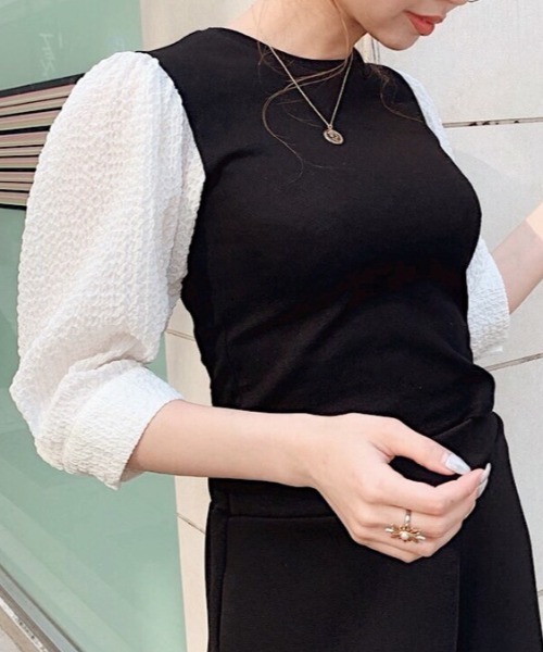 セール 異素材コンパクトトップス Tシャツ カットソー Cecil Mcbee セシルマクビー のファッション通販 Zozotown