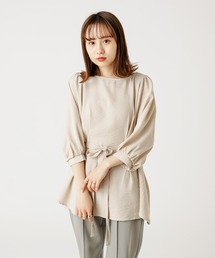 mystic | ウエストギャザー半袖リボンブラウス(シャツ/ブラウス)