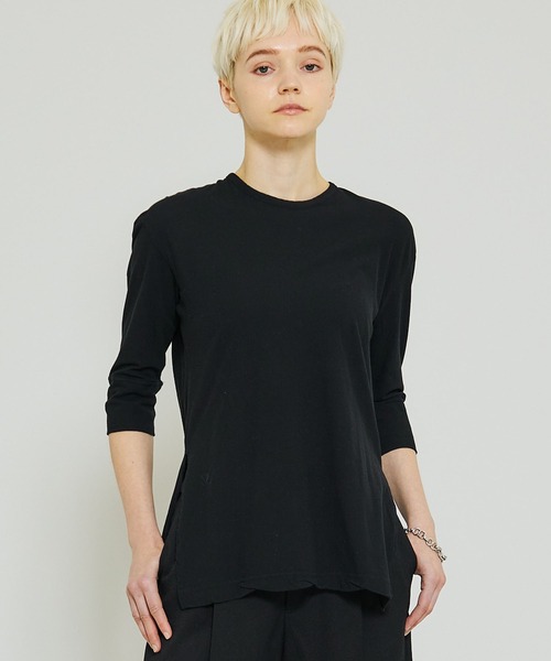 FEMMENT（ファモン）の「【FEMMENT(ファモン)】40/-フレスカ天竺ターンナップTシャツ　LJ01-643（Tシャツ/カットソー・レディース・ホワイト/ブラック/パープル・1）」の3枚目の写真