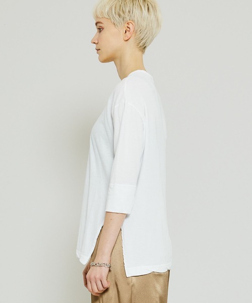 FEMMENT（ファモン）の「【FEMMENT(ファモン)】40/-フレスカ天竺ターンナップTシャツ　LJ01-643（Tシャツ/カットソー・レディース・ホワイト/ブラック/パープル・1）」の5枚目の写真