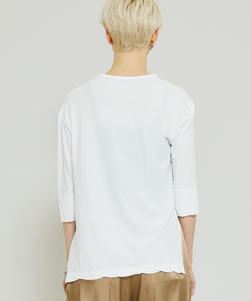 FEMMENT（ファモン）の「【FEMMENT(ファモン)】40/-フレスカ天竺ターンナップTシャツ　LJ01-643（Tシャツ/カットソー・レディース・ホワイト/ブラック/パープル・1）」の6枚目の写真