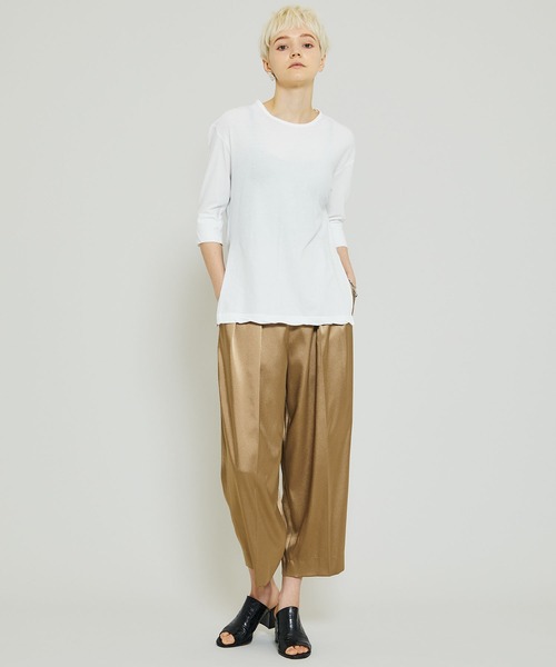 FEMMENT（ファモン）の「【FEMMENT(ファモン)】40/-フレスカ天竺ターンナップTシャツ　LJ01-643（Tシャツ/カットソー・レディース・ホワイト/ブラック/パープル・1）」の7枚目の写真