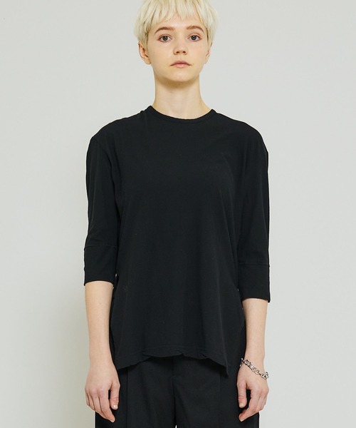 FEMMENT（ファモン）の「【FEMMENT(ファモン)】40/-フレスカ天竺ターンナップTシャツ　LJ01-643（Tシャツ/カットソー・レディース・ホワイト/ブラック/パープル・1）」の9枚目の写真