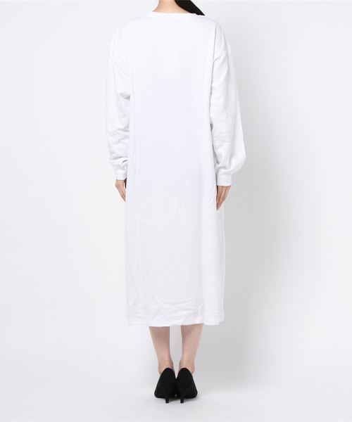 KANGOL（カンゴール）の「【KANGOL/カンゴール】マキシワンピース/長袖/Tシャツワンピ/ビッグシルエット/綿100％（ワンピース・レディース・ブラック/ベージュ/ホワイト・M/L）」の5枚目の写真