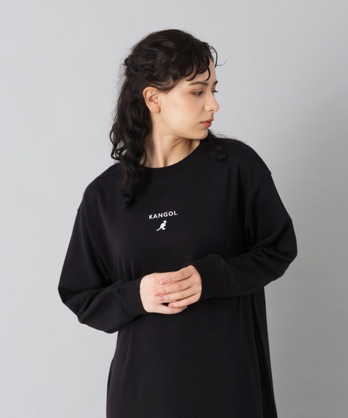 KANGOL（カンゴール）の「【KANGOL/カンゴール】マキシワンピース/長袖/Tシャツワンピ/ビッグシルエット/綿100％（ワンピース・レディース・ブラック/ベージュ/ホワイト・M/L）」の14枚目の写真