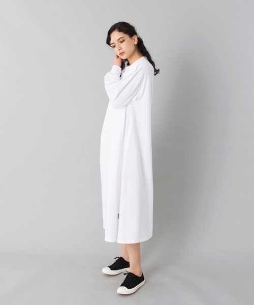 KANGOL（カンゴール）の「【KANGOL/カンゴール】マキシワンピース/長袖/Tシャツワンピ/ビッグシルエット/綿100％（ワンピース・レディース・ブラック/ベージュ/ホワイト・M/L）」の11枚目の写真