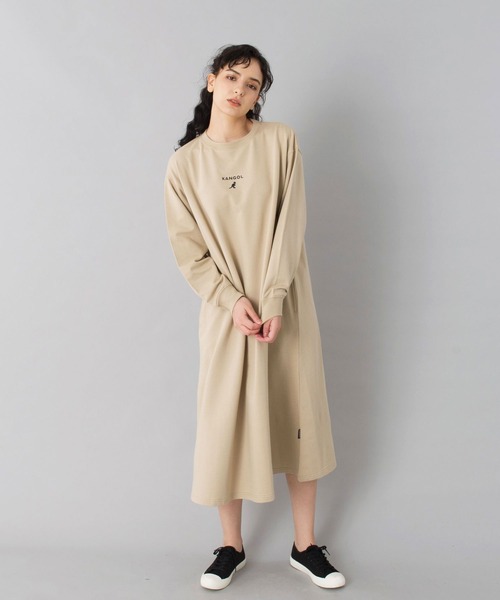 KANGOL（カンゴール）の「【KANGOL/カンゴール】マキシワンピース/長袖/Tシャツワンピ/ビッグシルエット/綿100％（ワンピース・レディース・ブラック/ベージュ/ホワイト・M/L）」の18枚目の写真
