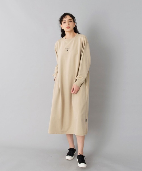 KANGOL（カンゴール）の「【KANGOL/カンゴール】マキシワンピース/長袖/Tシャツワンピ/ビッグシルエット/綿100％（ワンピース・レディース・ブラック/ベージュ/ホワイト・M/L）」の19枚目の写真