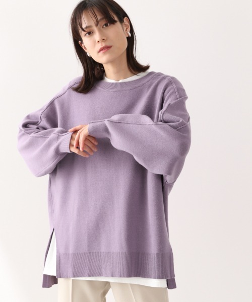 LOWRYS FARM（ローリーズファーム）の「アウトリンキングプルオーバーＬＳ　894822（ニット/セーター・レディース・ブラック/パープル/アイボリー/カーキ・FREE）」の4枚目の写真