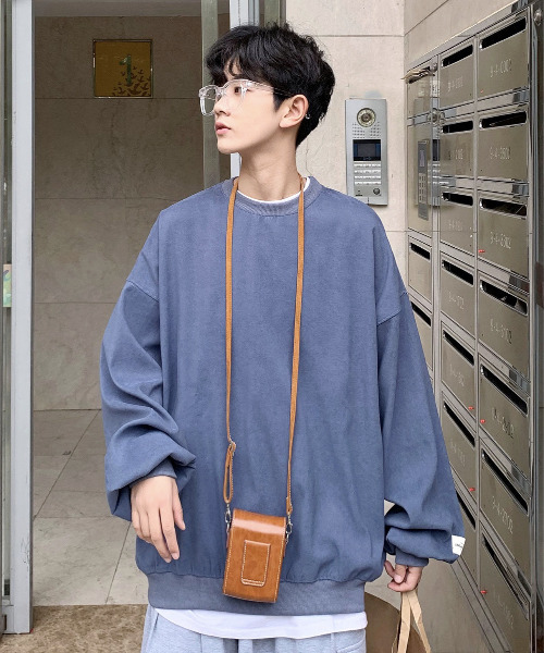 neos(ネオス)の「【neos -addictive design-】ビッグシルエット ピーチスキン バルーンスリーブ クルーネック スウェット(スウェット・メンズ・ホワイト/ブラック/イエロー/ブルー/ピンクベージュ・MEDIUM/LARGE/X-LARGE)」の16枚目の写真