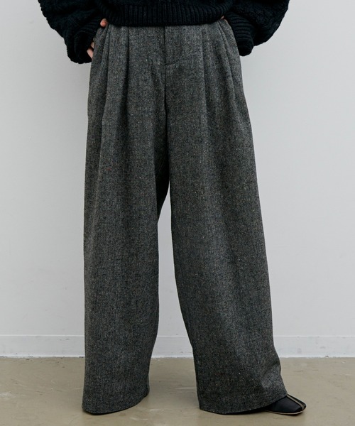 Libra Cue（リブラ キュー）の「Libra リラックスツイードワイドパンツ（その他パンツ・レディース・ブラック/ブラウン・FREE）」の6枚目の写真