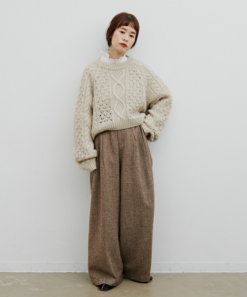 Libra Cue（リブラ キュー）の「Libra リラックスツイードワイドパンツ（その他パンツ・レディース・ブラック/ブラウン・FREE）」の8枚目の写真