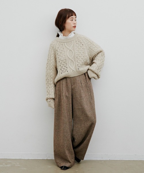 Libra Cue（リブラ キュー）の「Libra リラックスツイードワイドパンツ（その他パンツ・レディース・ブラック/ブラウン・FREE）」の9枚目の写真