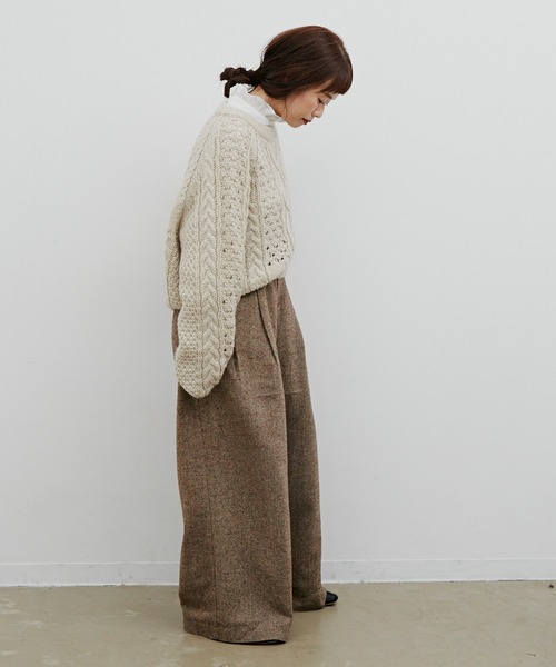 Libra Cue（リブラ キュー）の「Libra リラックスツイードワイドパンツ（その他パンツ・レディース・ブラック/ブラウン・FREE）」の10枚目の写真