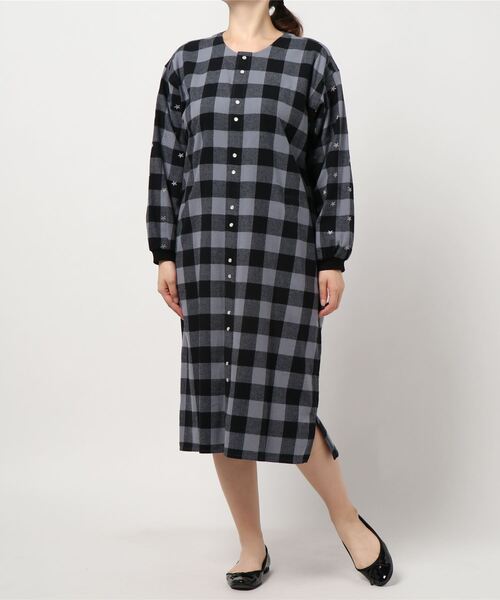 セール ブロックチェック 袖スター刺しゅうワンピース ワンピース H A K ハク のファッション通販 Zozotown