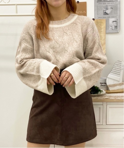 apres jour(アプレジュール)の「配色ケーブルニット【ZOZOTOWN限定アイテム】(ニット/セーター・レディース・ベージュ/ブルー/モカ・X-LARGE/フリー)」の13枚目の写真
