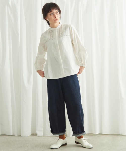 Lene(レネ)の「アンティークレース 切り替えブラウス(シャツ/ブラウス・レディース・ホワイト/ネイビー・FREE)」の7枚目の写真