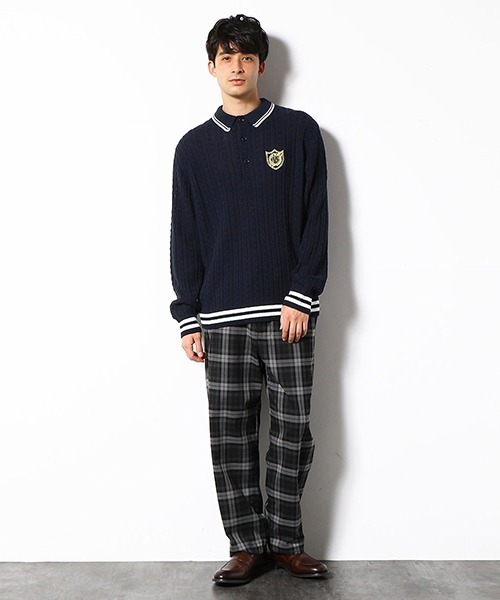 COMME　CA COMMUNE（コムサコミューン）の「ケーブル　ニット　ポロ（ニット/セーター・メンズ・ネイビー/グリーン・MEDIUM/LARGE）」の4枚目の写真