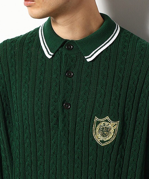 COMME　CA COMMUNE（コムサコミューン）の「ケーブル　ニット　ポロ（ニット/セーター・メンズ・ネイビー/グリーン・MEDIUM/LARGE）」の9枚目の写真