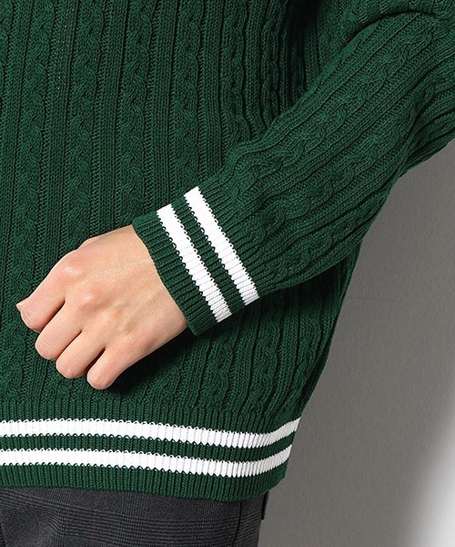 COMME　CA COMMUNE（コムサコミューン）の「ケーブル　ニット　ポロ（ニット/セーター・メンズ・ネイビー/グリーン・MEDIUM/LARGE）」の3枚目の写真