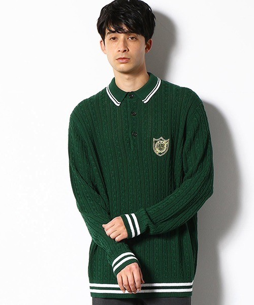 COMME　CA COMMUNE（コムサコミューン）の「ケーブル　ニット　ポロ（ニット/セーター・メンズ・ネイビー/グリーン・MEDIUM/LARGE）」の11枚目の写真