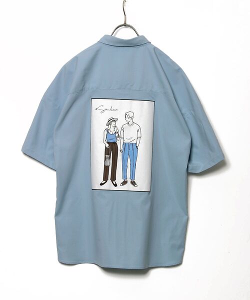 TIMELY WARNING（タイムリーワーニング）の「Timely Warning / バックプリント 半袖ビッグシャツ（シャツ/ブラウス・メンズ・ホワイト/スカイブルー/ブラック/サンドベージュ/A/B/C/オレンジ系その他4・MEDIUM/LARGE）」の4枚目の写真