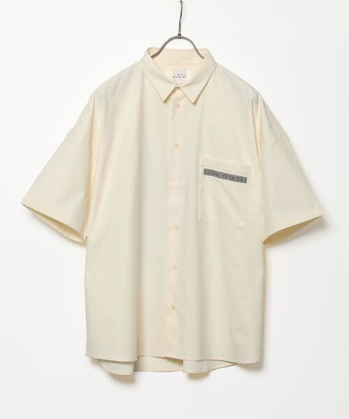 TIMELY WARNING（タイムリーワーニング）の「Timely Warning / バックプリント 半袖ビッグシャツ（シャツ/ブラウス・メンズ・ホワイト/スカイブルー/ブラック/サンドベージュ/A/B/C/オレンジ系その他4・MEDIUM/LARGE）」の10枚目の写真