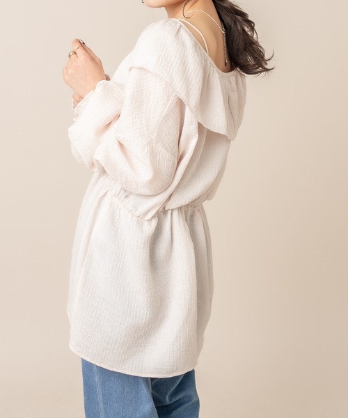 mline（エムライン）の「[mline] WEB限定 楊柳フリルブラウス（シャツ/ブラウス・レディース・ホワイト/ライトグリーン/アイボリー・FREE）」の3枚目の写真