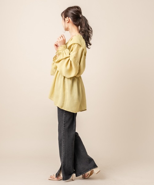 mline（エムライン）の「[mline] WEB限定 楊柳フリルブラウス（シャツ/ブラウス・レディース・ホワイト/ライトグリーン/アイボリー・FREE）」の19枚目の写真