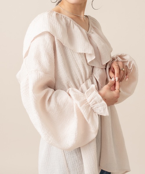 mline（エムライン）の「[mline] WEB限定 楊柳フリルブラウス（シャツ/ブラウス・レディース・ホワイト/ライトグリーン/アイボリー・FREE）」の17枚目の写真
