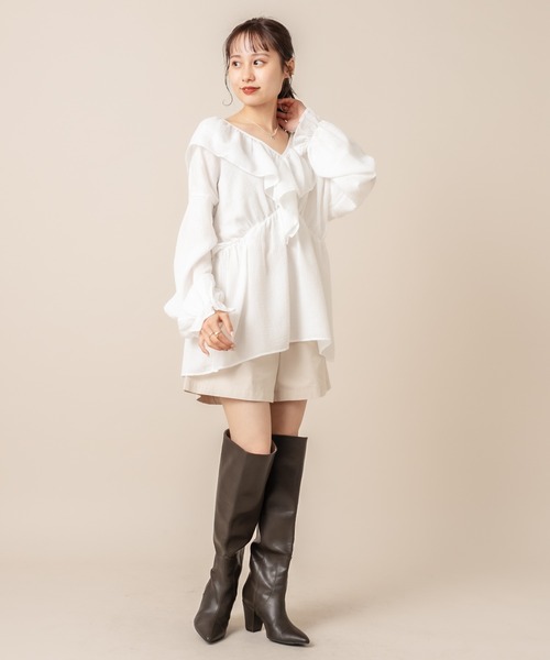 mline（エムライン）の「[mline] WEB限定 楊柳フリルブラウス（シャツ/ブラウス・レディース・ホワイト/ライトグリーン/アイボリー・FREE）」の13枚目の写真