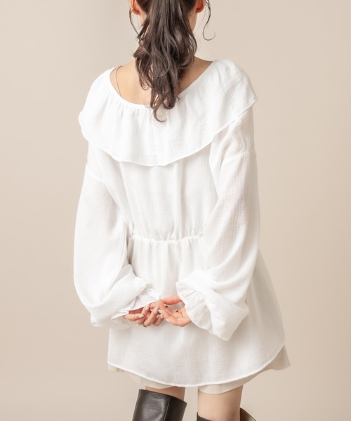 mline（エムライン）の「[mline] WEB限定 楊柳フリルブラウス（シャツ/ブラウス・レディース・ホワイト/ライトグリーン/アイボリー・FREE）」の18枚目の写真
