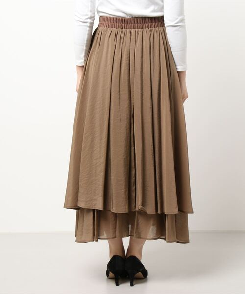 INTERPLANET（インタープラネット）の「シアーレイヤードフレアースカート（スカート・レディース・モカ/チャコールグレー/ベージュ・FREE）」の5枚目の写真