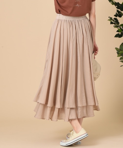 INTERPLANET（インタープラネット）の「シアーレイヤードフレアースカート（スカート・レディース・モカ/チャコールグレー/ベージュ・FREE）」の15枚目の写真