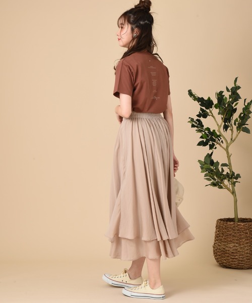 INTERPLANET（インタープラネット）の「シアーレイヤードフレアースカート（スカート・レディース・モカ/チャコールグレー/ベージュ・FREE）」の17枚目の写真